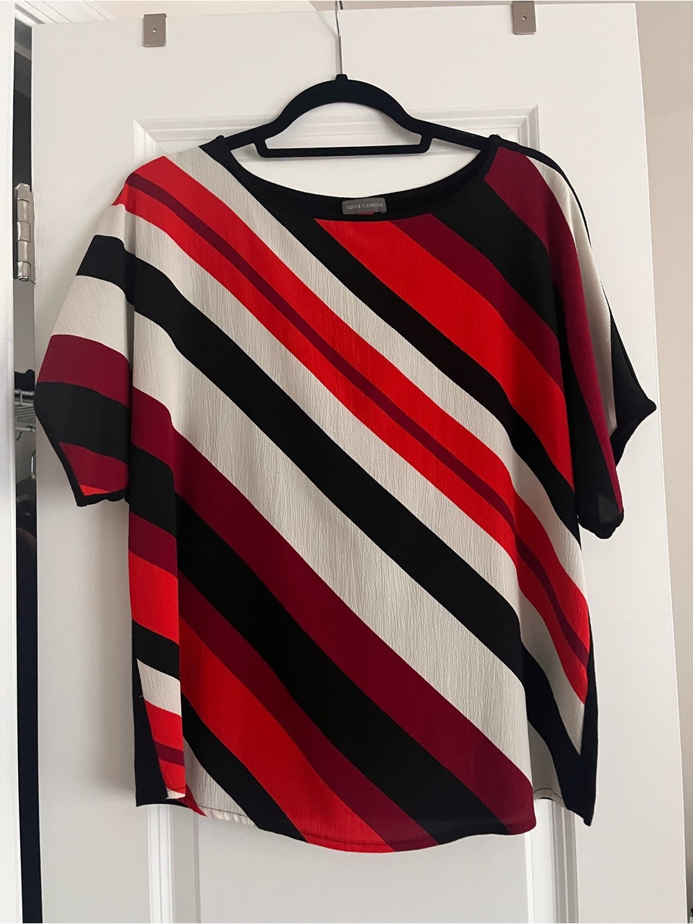 Vince Camuto Diagonal Stripe Short Sleeve Top
